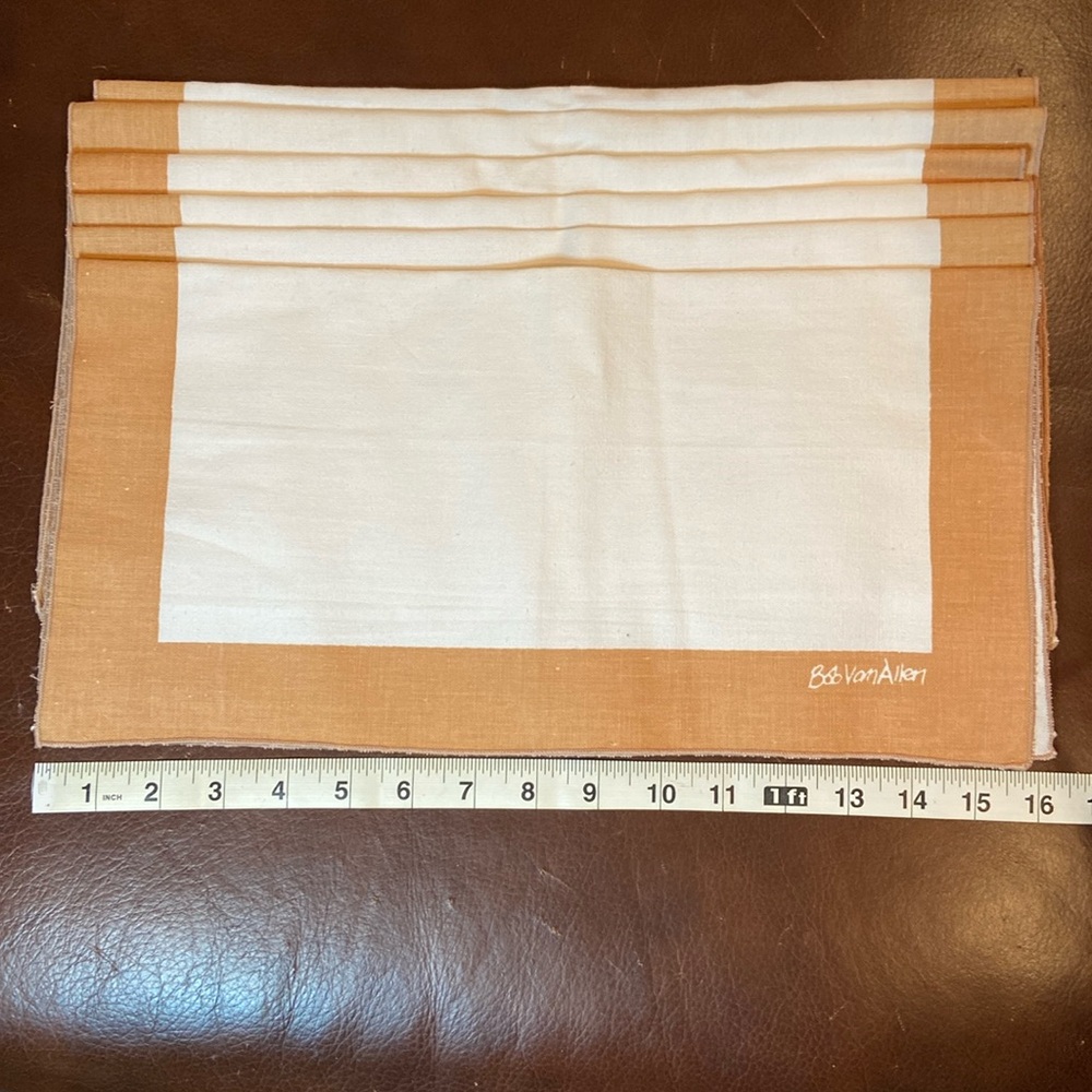 Vintage Bob Van Allen cloth napkins, ivory & tan, 16x16, set of 12 - Picture 1 of 4